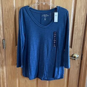 NWT Gap Factory Navy Long Sleeve V-Neck Top